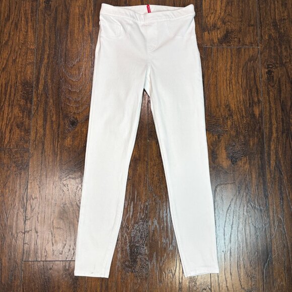 Spanx Jeggings Small White Pull-On Skinny Jeans Denim Leggings Stretch Mid-Rise - Picture 1 of 12